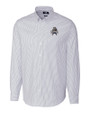Utah State Aggies College Vault Cutter & Buck Stretch Oxford Stripe Mens Long Sleeve Dress Shirt Light Blue Mannequin