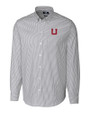 Utah Utes College Vault Cutter & Buck Stretch Oxford Stripe Mens Long Sleeve Dress Shirt Charcoal Mannequin