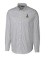 Northern Arizona Lumberjacks College Vault Cutter & Buck Easy Care Stretch Oxford Stripe Mens Long Sleeve Button Down Shirt Charcoal Mannequin