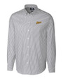 George Mason Patriots College Vault Cutter & Buck Stretch Oxford Stripe Mens Long Sleeve Dress Shirt Charcoal Mannequin