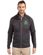 Marshall Thundering Herd College Vault Cutter & Buck Mainsail Sweater-Knit Mens Big and Tall Full Zip Jacket Charcoal Heather Front