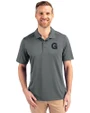 Gonzaga Bulldogs College Vault Cutter & Buck Prospect Eco Textured Stretch Recycled Mens Short Sleeve Polo Elemental Grey Front
