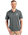 Villanova Wildcats College Vault Cutter & Buck Prospect Eco Textured Stretch Recycled Mens Short Sleeve Polo Elemental Grey Front