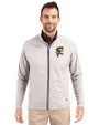 Grambling Tigers College Vault Cutter & Buck Adapt Eco Knit Hybrid Recycled Mens Full Zip Jacket Polished Medium Gray Front