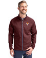 Virginia Tech Hokies College Vault Cutter & Buck Adapt Eco Knit Hybrid Recycled Mens Full Zip Jacket Bordeaux Front