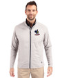 Delaware Fightin' Blue Hens College Vault Cutter & Buck Adapt Eco Knit Hybrid Recycled Mens Full Zip Jacket Polished Medium Gray Front