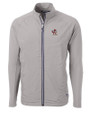 Louisville Cardinals College Vault Cutter & Buck Adapt Eco Knit Hybrid Recycled Mens Full Zip Jacket Polished Medium Gray Mannequin
