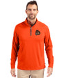 Oregon State Beavers College Vault Cutter & Buck Adapt Eco Knit Stretch Recycled Mens Quarter Zip Pullover College Orange Front