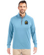 FIU Panthers College Vault Cutter & Buck Adapt Eco Knit Stretch Recycled Mens Quarter Zip Pullover Atlas Light Blue Front