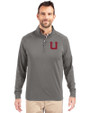 Utah Utes College Vault Cutter & Buck Adapt Eco Knit Stretch Recycled Mens Quarter Zip Pullover Elemental Grey Front