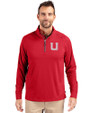 Utah Utes College Vault Cutter & Buck Adapt Eco Knit Stretch Recycled Mens Quarter Zip Pullover Red Front