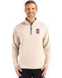 Southern Illinois Salukis College Vault Cutter & Buck Adapt Eco Knit Stretch Recycled Mens Quarter Zip Pullover Wheat Front