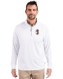 Southern Illinois Salukis College Vault Cutter & Buck Adapt Eco Knit Stretch Recycled Mens Quarter Zip Pullover White Front