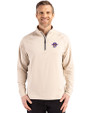 East Carolina (ECU) Pirates College Vault Cutter & Buck Adapt Eco Knit Stretch Recycled Mens Quarter Zip Pullover Wheat Front
