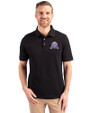 Northwestern Wildcats College Vault Cutter & Buck Advantage Eco Tri-Blend Pique Mens Big and Tall Polo Black Front