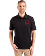 Utah Utes College Vault Cutter & Buck Advantage Eco Tri-Blend Pique Mens Polo Black Front