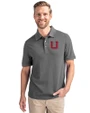 Utah Utes College Vault Cutter & Buck Advantage Eco Tri-Blend Pique Mens Polo Elemental Grey Front