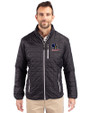 Delaware Fightin' Blue Hens College Vault Cutter & Buck Rainier PrimaLoft® Mens Eco Insulated Full Zip Puffer Jacket Black Front