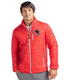 Delaware Fightin' Blue Hens College Vault Cutter & Buck Rainier PrimaLoft® Mens Eco Insulated Full Zip Puffer Jacket Red Front