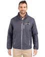 Utah State Aggies College Vault Cutter & Buck Rainier Recycled Insulated Puffer Mens Full Zip Jacket Anthracite Melange Front