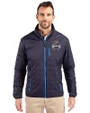 Utah State Aggies College Vault Cutter & Buck Rainier Recycled Insulated Puffer Mens Full Zip Jacket Dark Navy Front