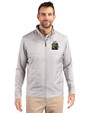 FIU Panthers College Vault Cutter & Buck Stealth Hybrid Quilted Mens Full Zip Windbreaker Jacket Polished Medium Gray Front