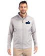 Old Dominion Monarchs College Vault Cutter & Buck Stealth Hybrid Quilted Mens Full Zip Windbreaker Jacket Polished Medium Gray Front