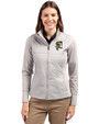 Grambling Tigers College Vault Cutter & Buck Stealth Hybrid Quilted Womens Full Zip Windbreaker Jacket Polished Medium Gray Front