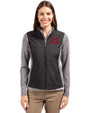 Utah Utes College Vault Cutter & Buck Stealth Hybrid Quilted Womens Full Zip Windbreaker Jacket Black Front