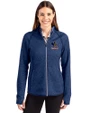 Delaware Fightin' Blue Hens College Vault Cutter & Buck Mainsail Full Zip Hooded Womens Jacket Tour Blue Heather Front