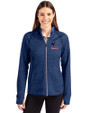 Delaware Fightin' Blue Hens College Vault Cutter & Buck Mainsail Full Zip Hooded Womens Jacket Tour Blue Heather Front