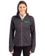 Tulane Green Wave College Vault Cutter & Buck Mainsail Full Zip Hooded Womens Jacket Charcoal Heather Front