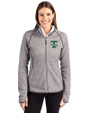 Tulane Green Wave College Vault Cutter & Buck Mainsail Full Zip Hooded Womens Jacket Polished Heather Front