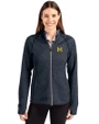 Michigan Wolverines College Vault Cutter & Buck Mainsail Full Zip Hooded Womens Jacket Liberty Navy Heather Front