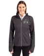 Utah State Aggies College Vault Cutter & Buck Mainsail Full Zip Hooded Womens Jacket Charcoal Heather Front
