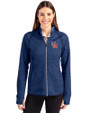 Ole Miss Rebels College Vault Cutter & Buck Mainsail Full Zip Hooded Womens Jacket Tour Blue Heather Front