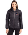 Delaware Fightin' Blue Hens College Vault Cutter & Buck Rainier PrimaLoft®  Womens Eco Insulated Full Zip Puffer Jacket Black Front