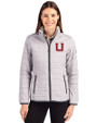 Utah Utes College Vault Cutter & Buck Rainier PrimaLoft®  Womens Eco Insulated Full Zip Puffer Jacket Polished Medium Gray Front