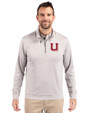 Utah Utes College Vault Cutter & Buck Stealth Heathered Mens Big and Tall  Quarter Zip Pullover Polished Medium Gray Front