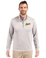 George Mason Patriots College Vault Cutter & Buck Stealth Heathered Mens Big and Tall  Quarter Zip Pullover Polished Medium Gray Front