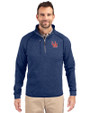 Ole Miss Rebels College Vault Cutter & Buck Mainsail Sweater-Knit Mens Half Zip Pullover Jacket Tour Blue Heather Front