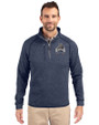 Utah State Aggies College Vault Cutter & Buck Mainsail Sweater-Knit Mens Half Zip Pullover Jacket Liberty Navy Heather Front