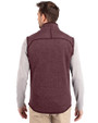 Southern Illinois Salukis College Vault Cutter & Buck Mainsail Sweater-Knit Mens Full Zip Vest Bordeaux Heather Back