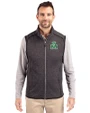 Marshall Thundering Herd College Vault Cutter & Buck Mainsail Sweater-Knit Mens Big and Tall Full Zip Vest Charcoal Heather Front