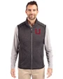 Utah Utes College Vault Cutter & Buck Mainsail Sweater-Knit Mens Big and Tall Full Zip Vest Charcoal Heather Front