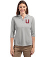 Utah Utes College Vault Cutter & Buck Virtue Eco Pique Recycled Half Zip Pullover Womens Hoodie Polished Medium Gray Front