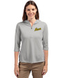George Mason Patriots College Vault Cutter & Buck Virtue Eco Pique Recycled Half Zip Pullover Womens Hoodie Polished Medium Gray Front