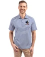 Delaware Fightin' Blue Hens College Vault Cutter & Buck Virtue Eco Pique Stripe Recycled Mens Polo Tour Blue Front