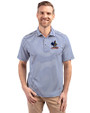 Delaware Fightin' Blue Hens College Vault Cutter & Buck Virtue Eco Pique Stripe Recycled Mens Polo Tour Blue Front