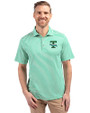 Tulane Green Wave College Vault Cutter & Buck Virtue Eco Pique Stripe Recycled Mens Polo Kelly Green Front